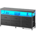Amadwell 47 Inch LED TV Stand Dresser for 55 Inch TVs, 6 Drawer Entertainment Center with Power Outlets, Media Console with Storage, Gray