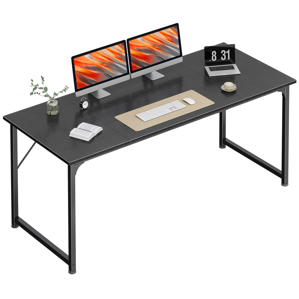 63" Computer Desk, Modern Office, Study & Gaming Desk with Storage, Large Legroom, Sturdy Metal Frame, Black