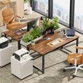 Amadwell 54 Inch Desk with Power Outlets, USB-C, 0.95 Inch Thicker Sturdy Computer Desk, Office Desk with Robust Metal Tubes, Work Gaming Desk for Home Office,Rustic Brown