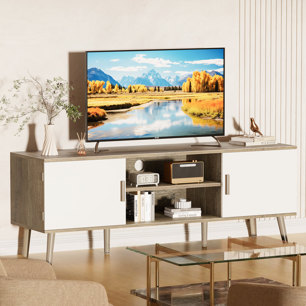 Amadwell Mid Century TV Stand for 60" TVs, Adjustable Shelf, 54 inch Media Console for Living Room, Gray