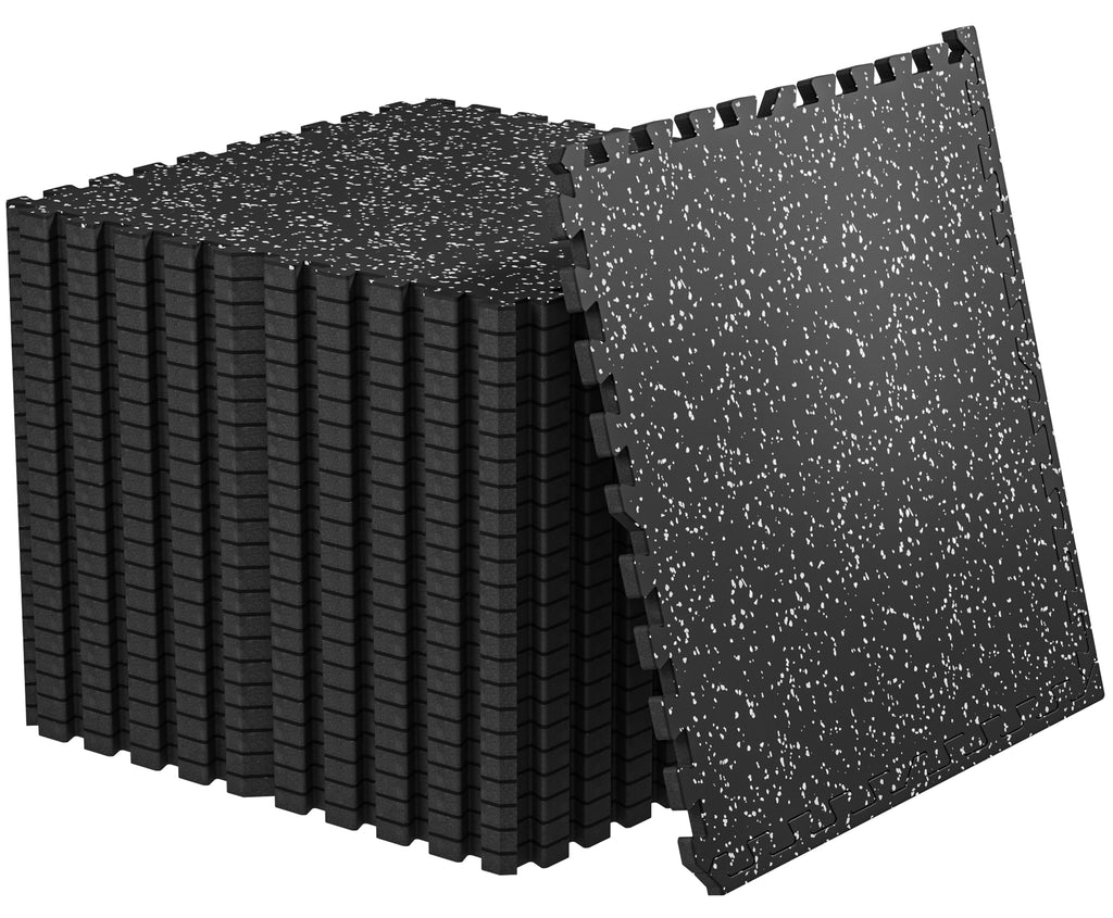 Amadwell 24Pcs Interlocking Workout Mats, 0.56" Thick Rubber Top EVA Foam Gym Flooring, 96 Sq Ft High Density Protective Tiles for Home Gym & Exercise, Gray