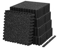Amadwell 0.56" Thick 192 Sq Ft Gym Flooring for Home Gym, 48 Tiles Exercise Equipment Mats, Rubber Top with High Density EVA Foam, Large Interlocking Workout Mat, Black/Grey