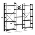 Amadwell 4 Tier Industrial Bookcase, Large Shelf Bookshelf, 11 Units Storage for Living Room, Black