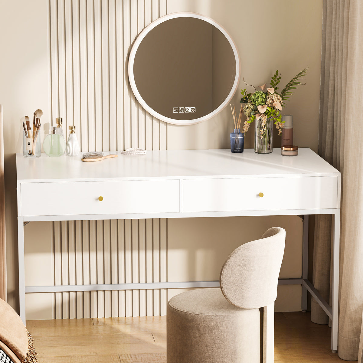 Amadwell Vanity Desk with Drawers, 47 inch Computer Desk, Vanity Dressing Table with Storage, for Bedroom
