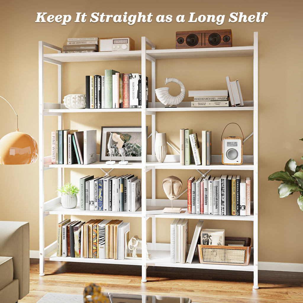Amadwell 5-Tier Bookshelf with 10 Open Shelves, 47" Freestanding Bookcase, Sturdy Metal Frame, for Living Room, White