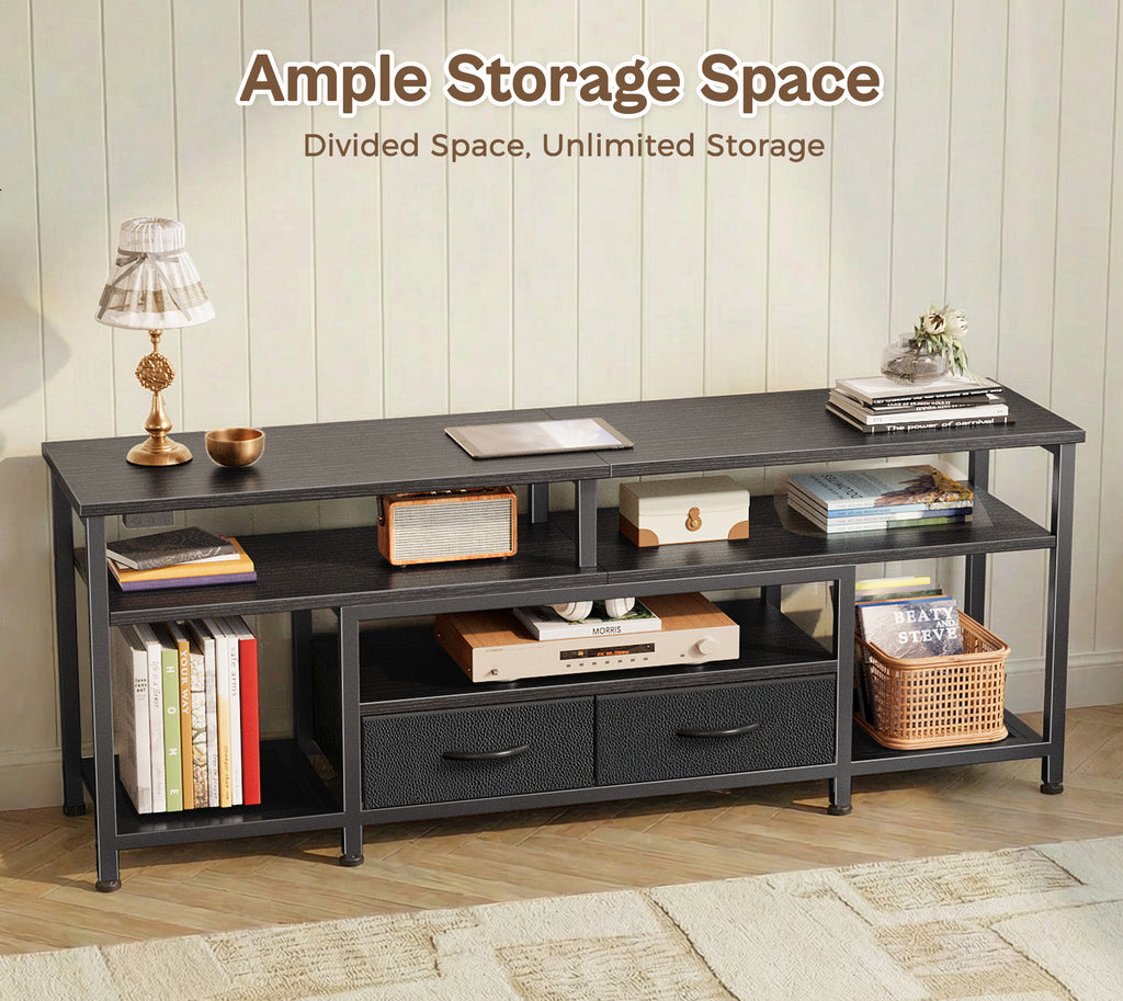 Amadwell 54" LED TV Stand for 55-60 Inch TVs, Entertainment Center with Power Outlets & Drawers, Rustic Brown