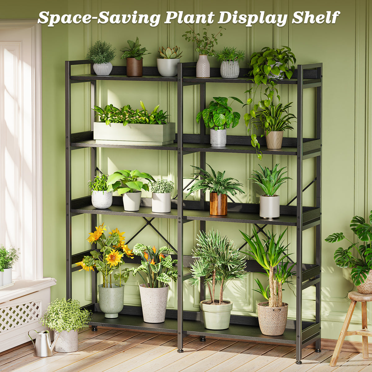 Amadwell 5-Tier Bookshelf with 10 Open Shelves, 47" Freestanding Bookcase, Sturdy Metal Frame, for Living Room, Black