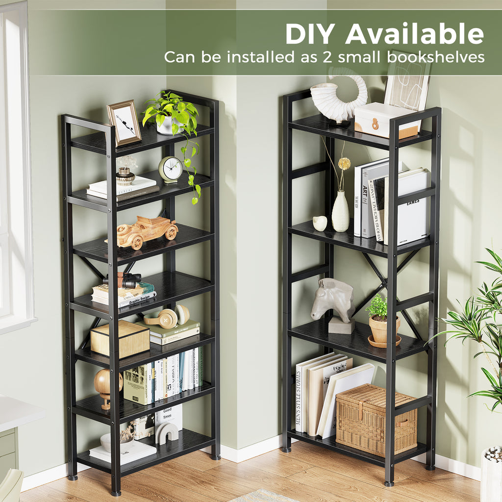 Amadwell 4 Tier Industrial Bookcase, Large Shelf Bookshelf, 11 Units Storage for Living Room, Black