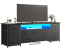 Amadwell Large TV Stand for 65, 70 Inch TVs, 11 Drawers with Power Outlets & LED Lights, 63 inch Entertainment Center, Black