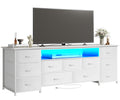 Amadwell Large TV Stand for 65, 70 Inch TVs, 11 Drawers with Power Outlets & LED Lights, 63 inch Entertainment Center, White