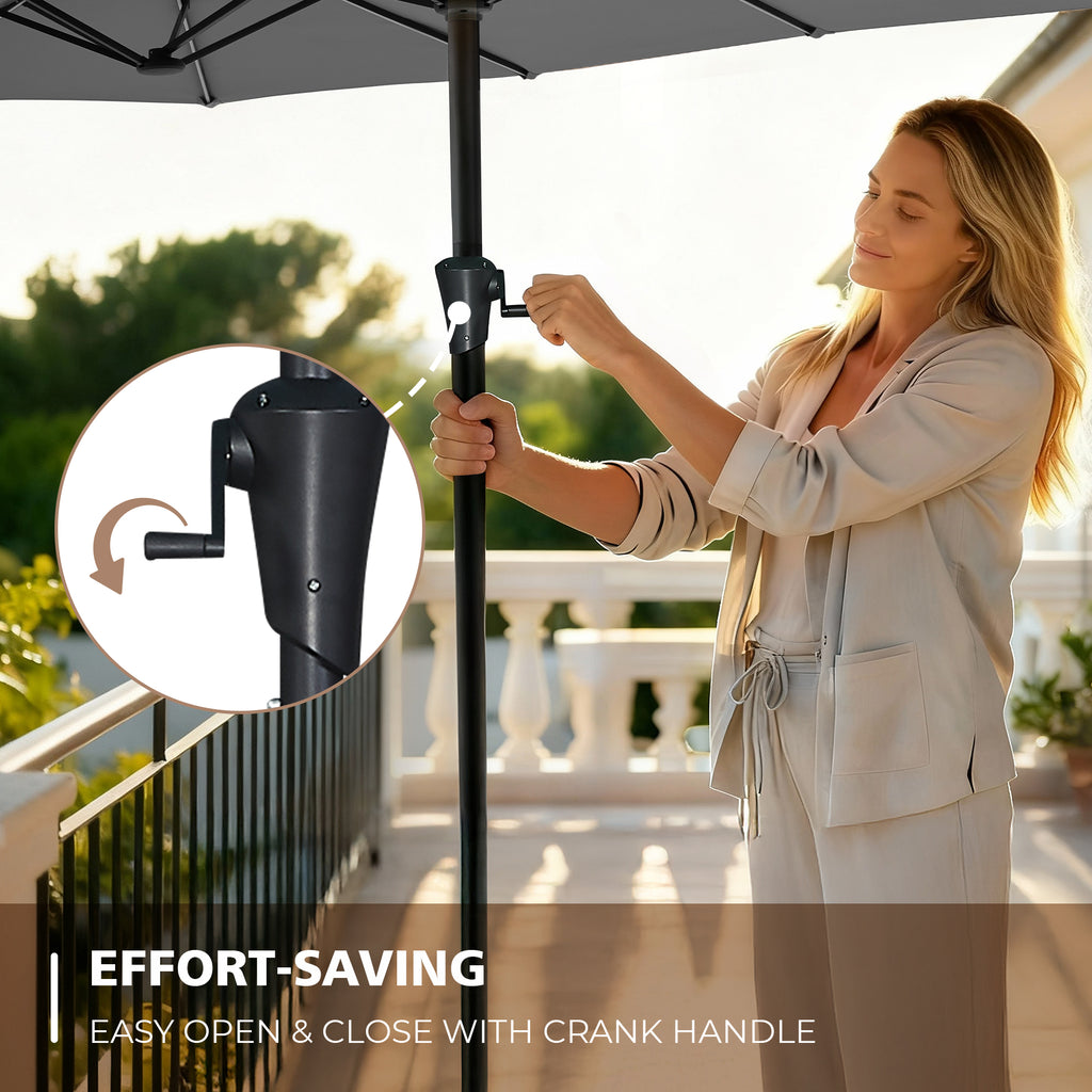 Amadwell 13FT Large Patio Umbrella with Base Included, Double Sided Outdoor Umbrellas, Gray