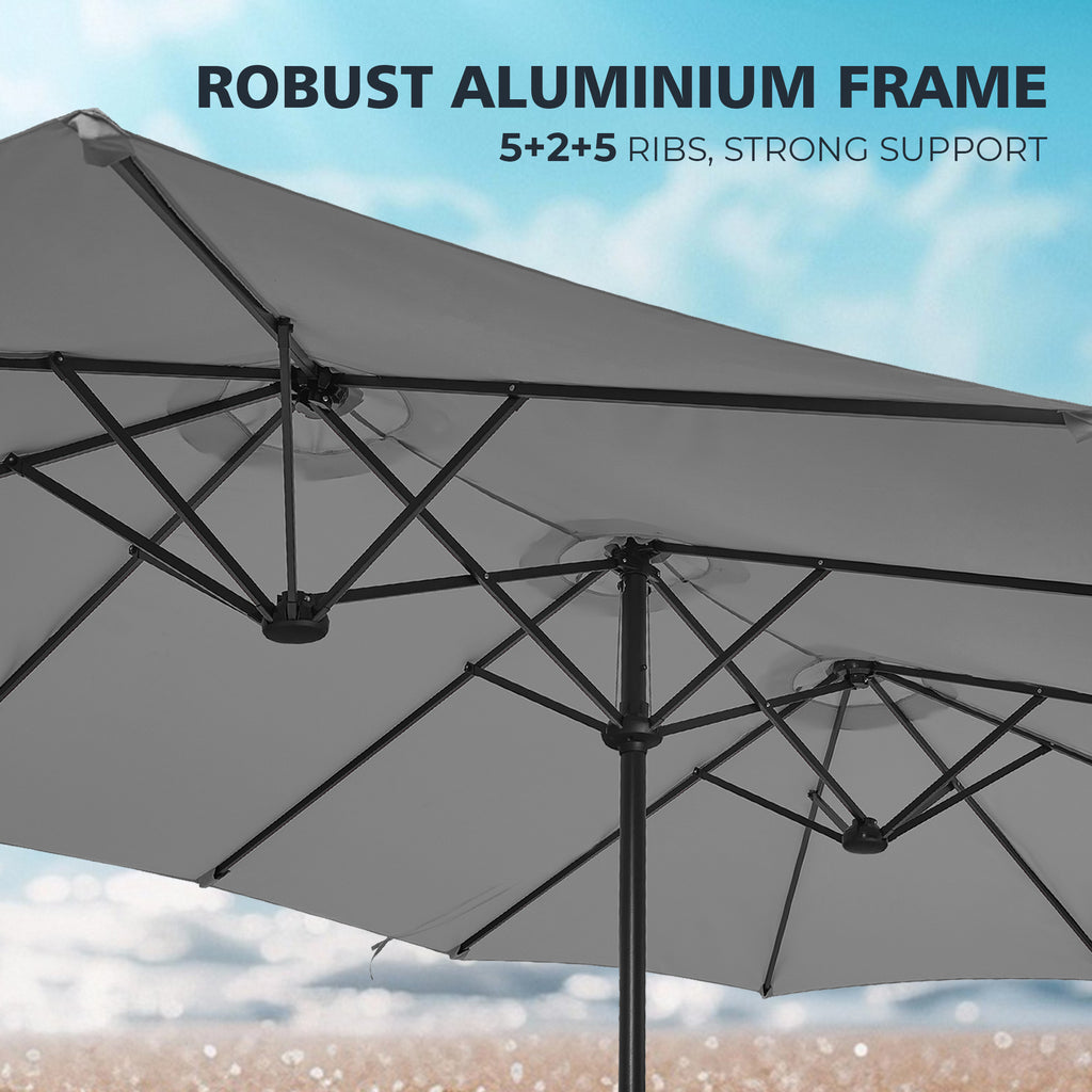Amadwell 13FT Large Patio Umbrella with Base Included, Double Sided Outdoor Umbrellas, Gray