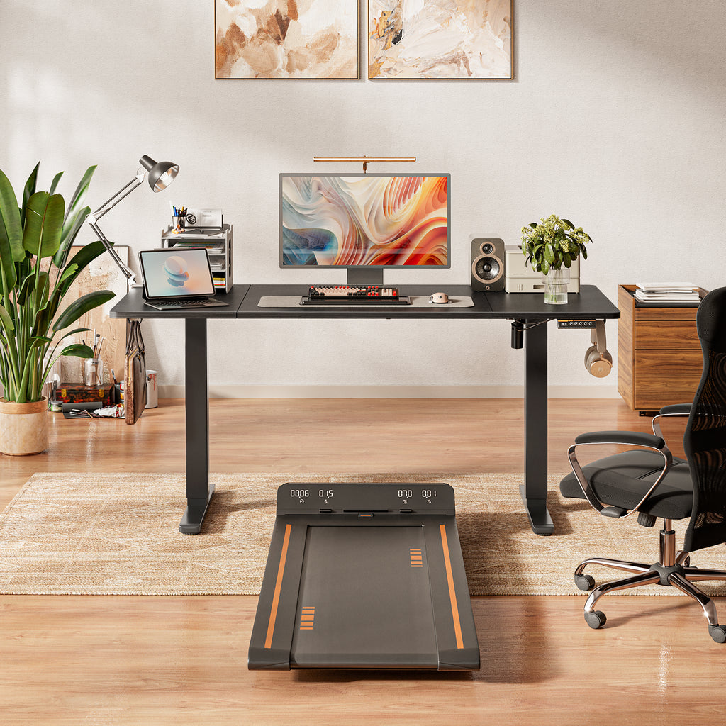 Amadwell 63" Electric Height Adjustable Standing Desk, 27.6" Deep Work Table with Cable Management, Home Office Desk, Black