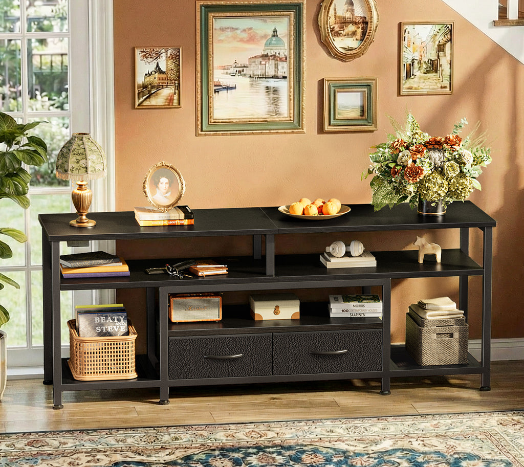 Amadwell 54" LED TV Stand for 55-60 Inch TVs, Entertainment Center with Power Outlets & Drawers, Rustic Brown