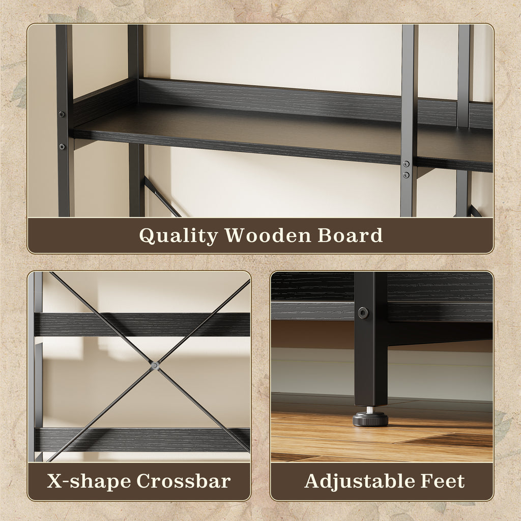 Amadwell 5-Tier Bookshelf with 10 Open Shelves, 47" Freestanding Bookcase, Sturdy Metal Frame, for Living Room, Black
