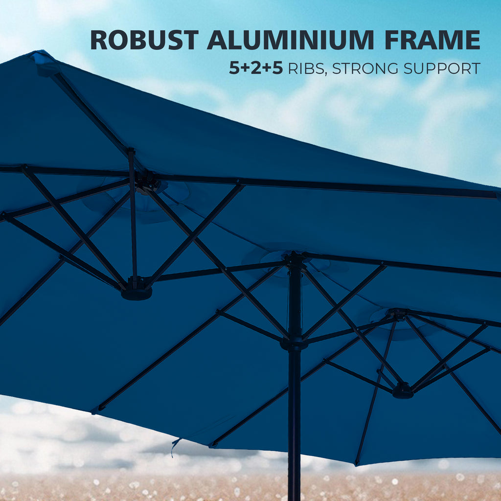 Amadwell 13FT Large Patio Umbrella with Base Included, Double Sided Outdoor Umbrellas, Navy Blue
