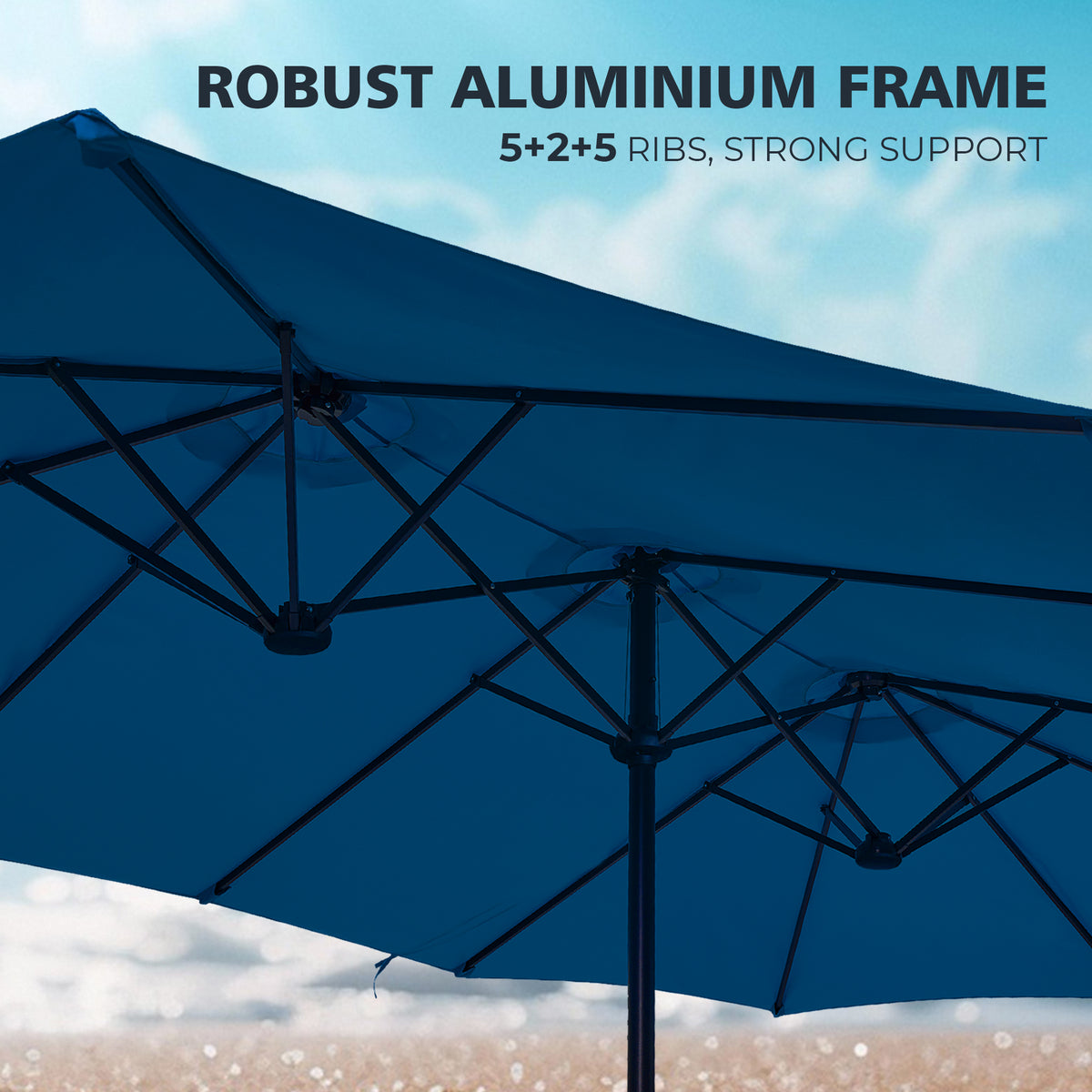 Amadwell 13FT Large Patio Umbrella with Base Included, Double Sided Outdoor Umbrellas, Navy Blue