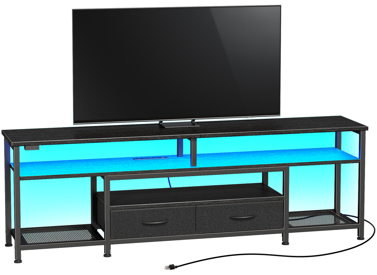 Amadwell 63" LED TV Stand for 65-70 Inch TVs, Entertainment Center with Power Outlets & Drawers, Rustic Brown