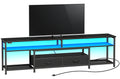Amadwell 63" LED TV Stand for 75-80 Inch TVs, Entertainment Center with Power Outlets & Drawers, Rustic Brown