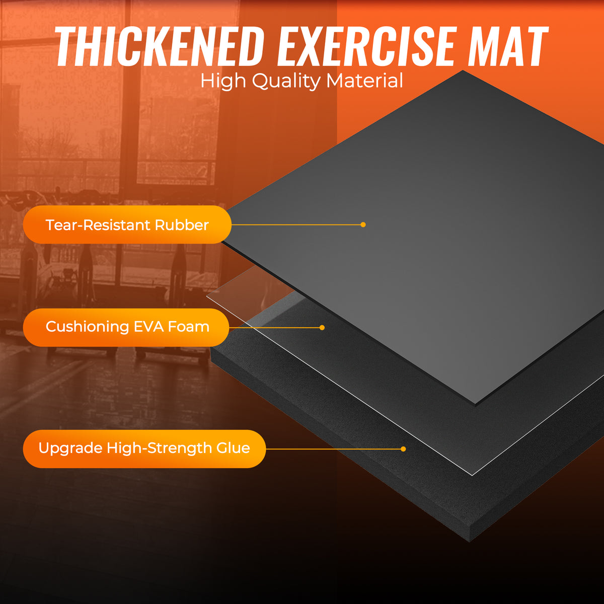 Amadwell 12Pcs Interlocking Workout Mats, 0.56" Thick Rubber Top EVA Foam Gym Flooring, 48 Sq Ft High Density Protective Tiles for Home Gym & Exercise, Black