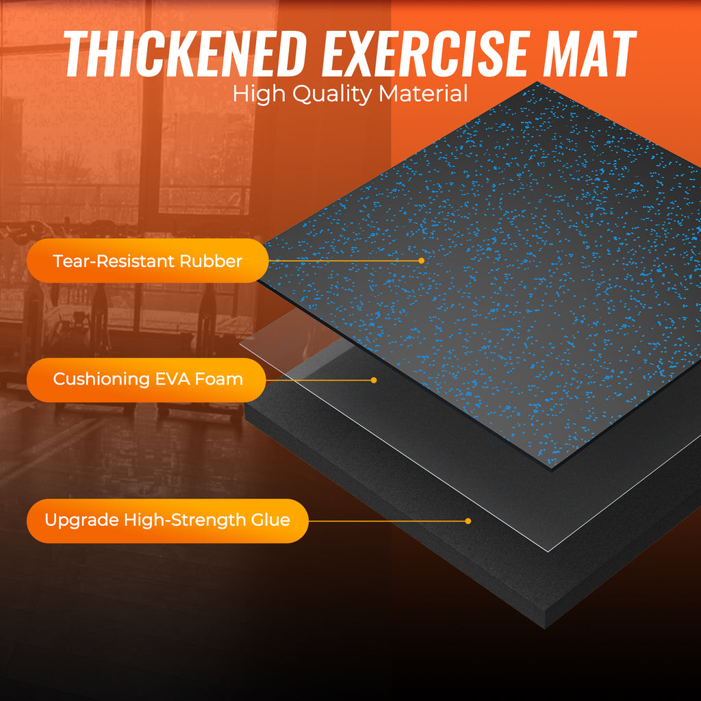 Amadwell 12Pcs Interlocking Workout Mats, 0.56" Thick Rubber Top EVA Foam Gym Flooring, 48 Sq Ft High Density Protective Tiles for Home Gym & Exercise, Blue