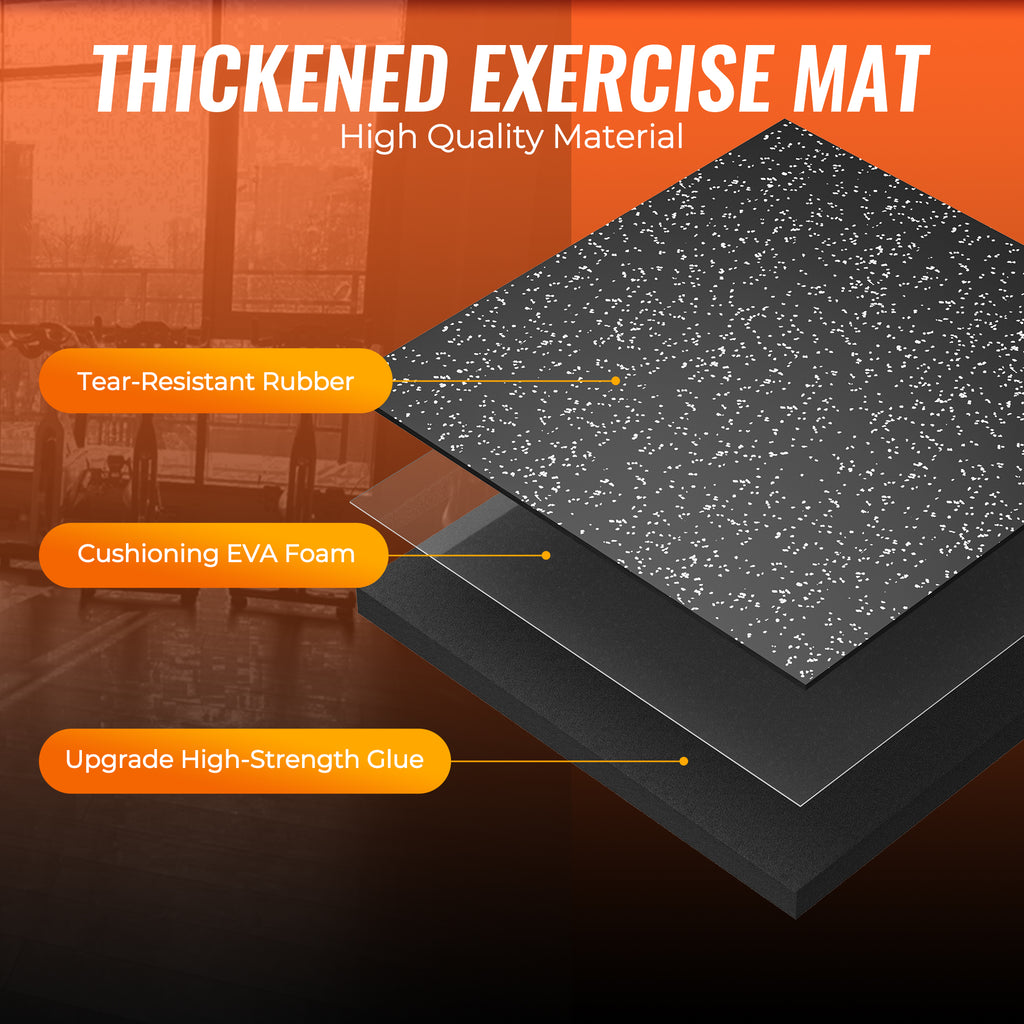 Amadwell 12Pcs Interlocking Workout Mats, 0.56" Thick Rubber Top EVA Foam Gym Flooring, 48 Sq Ft High Density Protective Tiles for Home Gym & Exercise, Gray