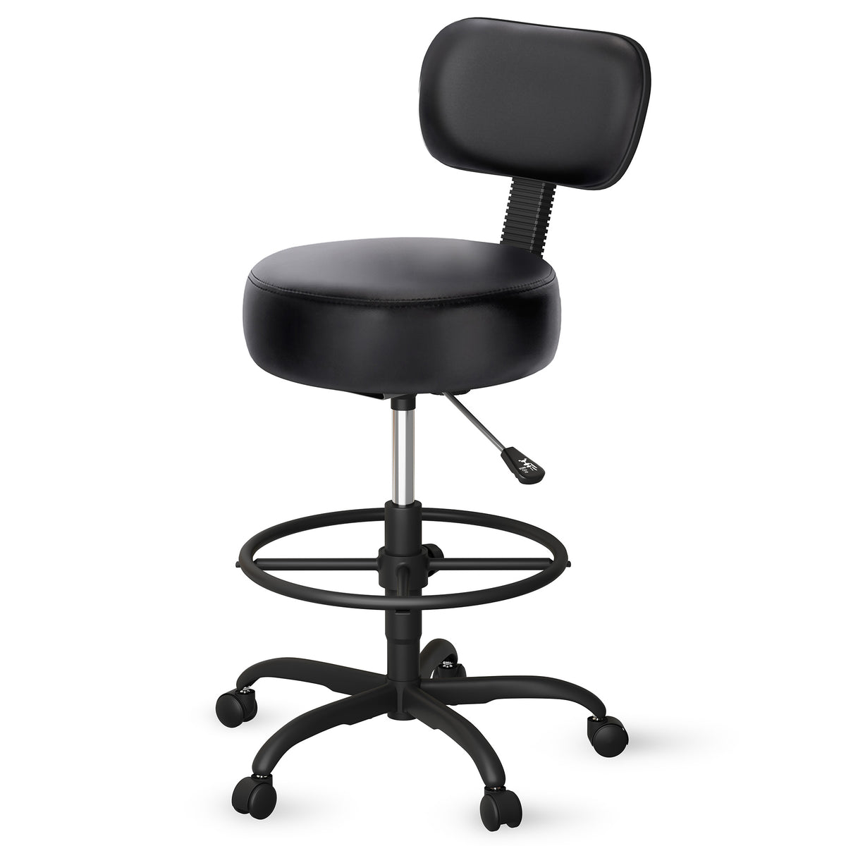 Amadwell Drafting Chair with Back Support, Adjustable Footrest Rolling Stool, Tall Office Desk Chair with Thick Cushion