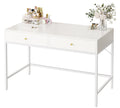 Amadwell 39 Inch White Vanity Desk with 2 Drawers, Small Makeup Vanity Computer Desk for Bedroom, White