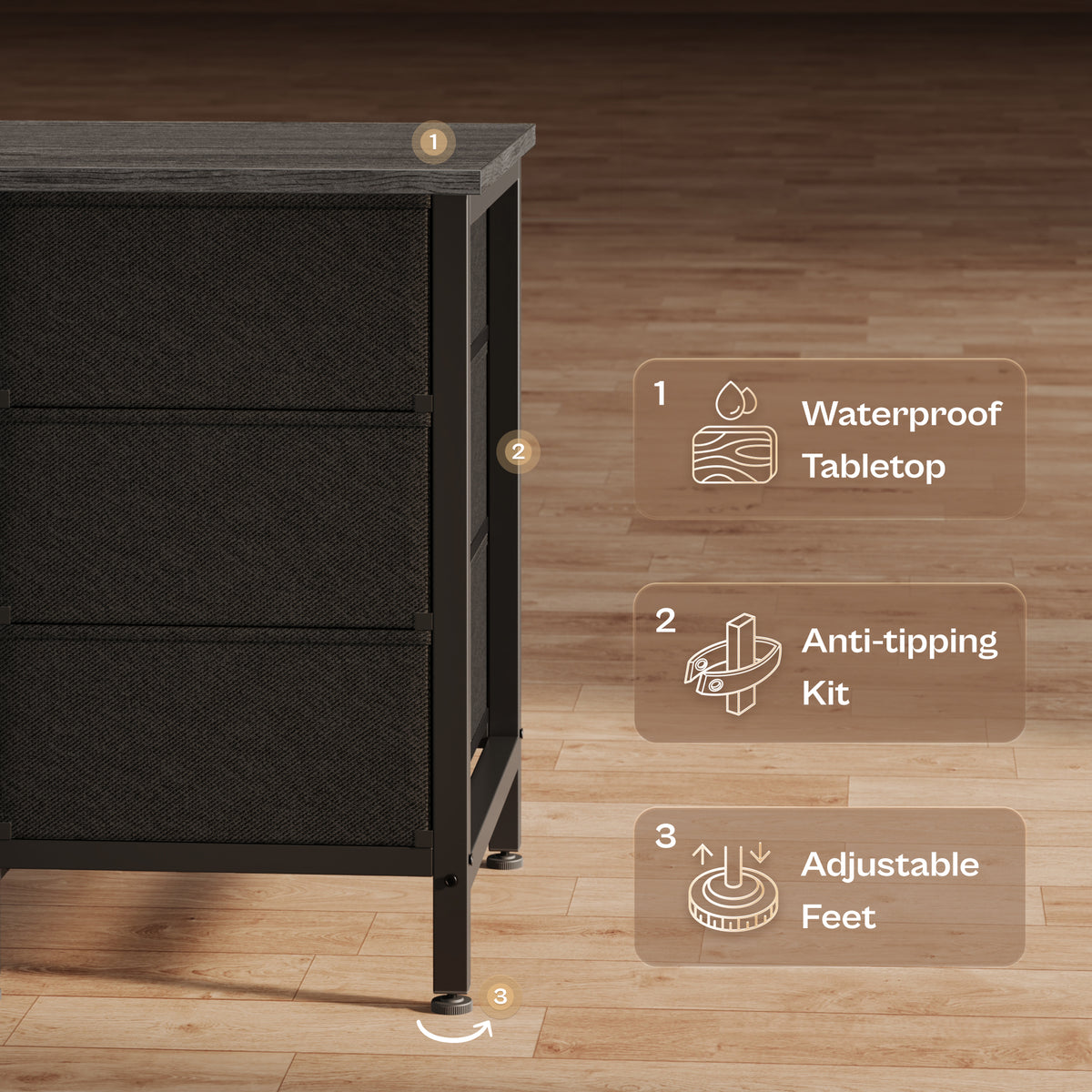 70 Inch Large Dresser for Bedroom, 12 Drawer TV Stand for 65, 75 Inch TV, Long Dresser for Living Room, Charcoal Black Wood Grain Print